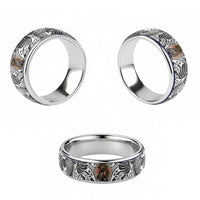 Japanese Samurai Warrior Classic Ring White Polynesian Tattoo Style LT9 - Polynesian Pride