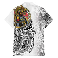 Japanese Samurai Warrior Family Matching Summer Maxi Dress and Hawaiian Shirt White Polynesian Tattoo Style LT9 - Polynesian Pride