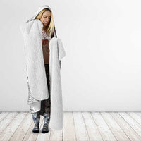 Japanese Samurai Warrior Hooded Blanket White Polynesian Tattoo Style