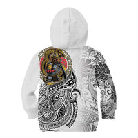Japanese Samurai Warrior Kid Hoodie White Polynesian Tattoo Style