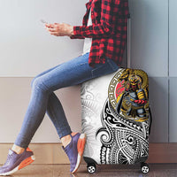 Japanese Samurai Warrior Luggage Cover White Polynesian Tattoo Style