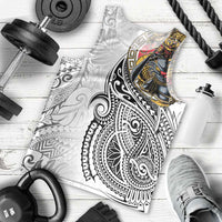 Japanese Samurai Warrior Men Tank Top White Polynesian Tattoo Style