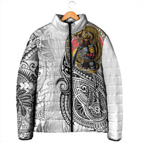 Japanese Samurai Warrior Padded Jacket White Polynesian Tattoo Style LT9 - Polynesian Pride