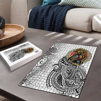 Japanese Samurai Warrior Puzzle White Polynesian Tattoo Style LT9 - Polynesian Pride