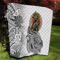 Japanese Samurai Warrior Quilt White Polynesian Tattoo Style LT9 - Polynesian Pride