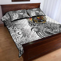 Japanese Samurai Warrior Quilt Bed Set White Polynesian Tattoo Style