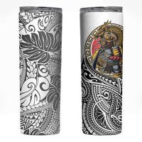 Japanese Samurai Warrior Skinny Tumbler White Polynesian Tattoo Style LT9 White - Polynesian Pride