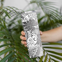 Japanese Samurai Warrior Skinny Tumbler White Polynesian Tattoo Style LT9 - Polynesian Pride