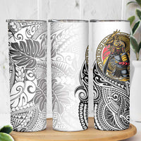 Japanese Samurai Warrior Skinny Tumbler White Polynesian Tattoo Style LT9 - Polynesian Pride