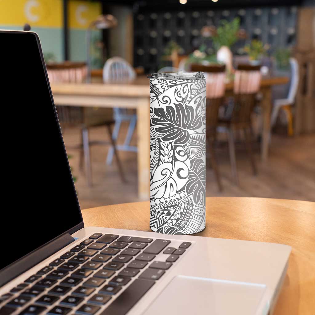 Japanese Samurai Warrior Skinny Tumbler White Polynesian Tattoo Style LT9 - Polynesian Pride