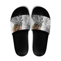 Japanese Samurai Warrior Slide Sandals White Polynesian Tattoo Style LT9 White - Polynesian Pride