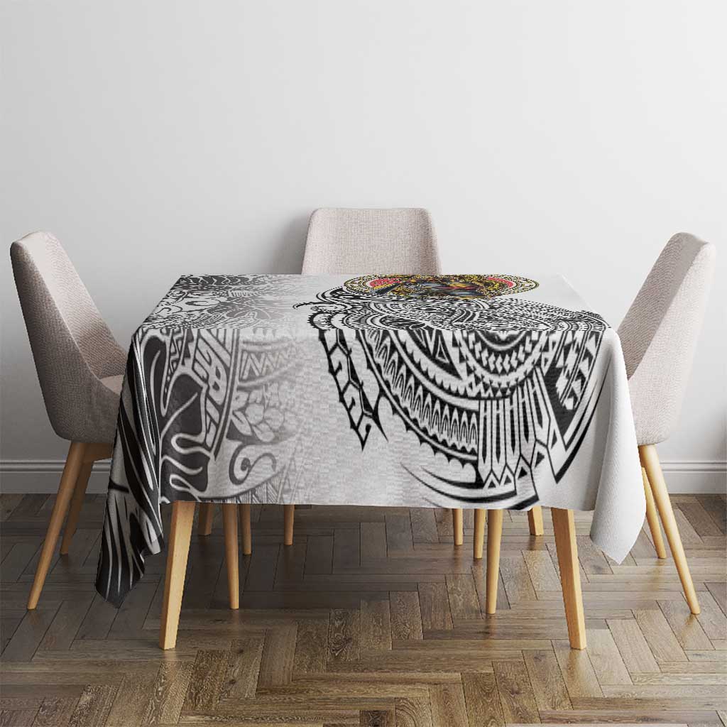 Japanese Samurai Warrior Tablecloth White Polynesian Tattoo Style LT9 - Polynesian Pride