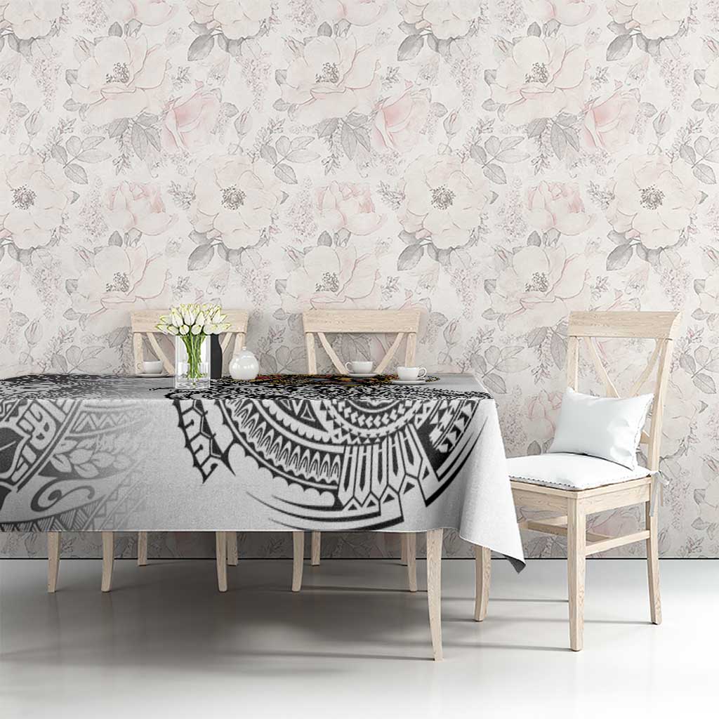 Japanese Samurai Warrior Tablecloth White Polynesian Tattoo Style LT9 - Polynesian Pride