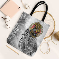 Japanese Samurai Warrior Tote Bag White Polynesian Tattoo Style LT9 Black Strap One Size White - Polynesian Pride