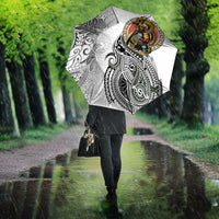 Japanese Samurai Warrior Umbrella White Polynesian Tattoo Style - Polynesian Pride