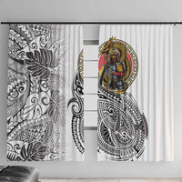 Japanese Samurai Warrior Window Curtain White Polynesian Tattoo Style LT9 With Hooks White - Polynesian Pride