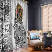 Japanese Samurai Warrior Window Curtain White Polynesian Tattoo Style LT9 - Polynesian Pride