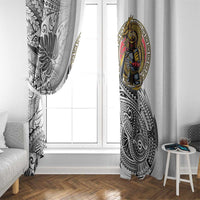 Japanese Samurai Warrior Window Curtain White Polynesian Tattoo Style LT9 - Polynesian Pride