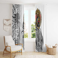 Japanese Samurai Warrior Window Curtain White Polynesian Tattoo Style LT9 - Polynesian Pride