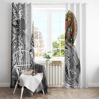 Japanese Samurai Warrior Window Curtain White Polynesian Tattoo Style LT9 - Polynesian Pride