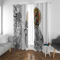 Japanese Samurai Warrior Window Curtain White Polynesian Tattoo Style LT9 With Grommets White - Polynesian Pride