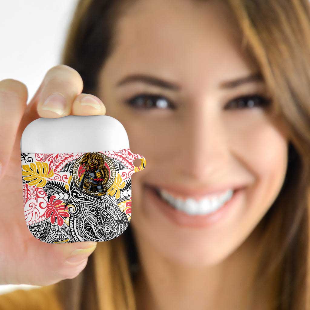 Japanese Samurai Warrior AirPods Case Colorful Polynesian Tattoo Style - Polynesian Pride