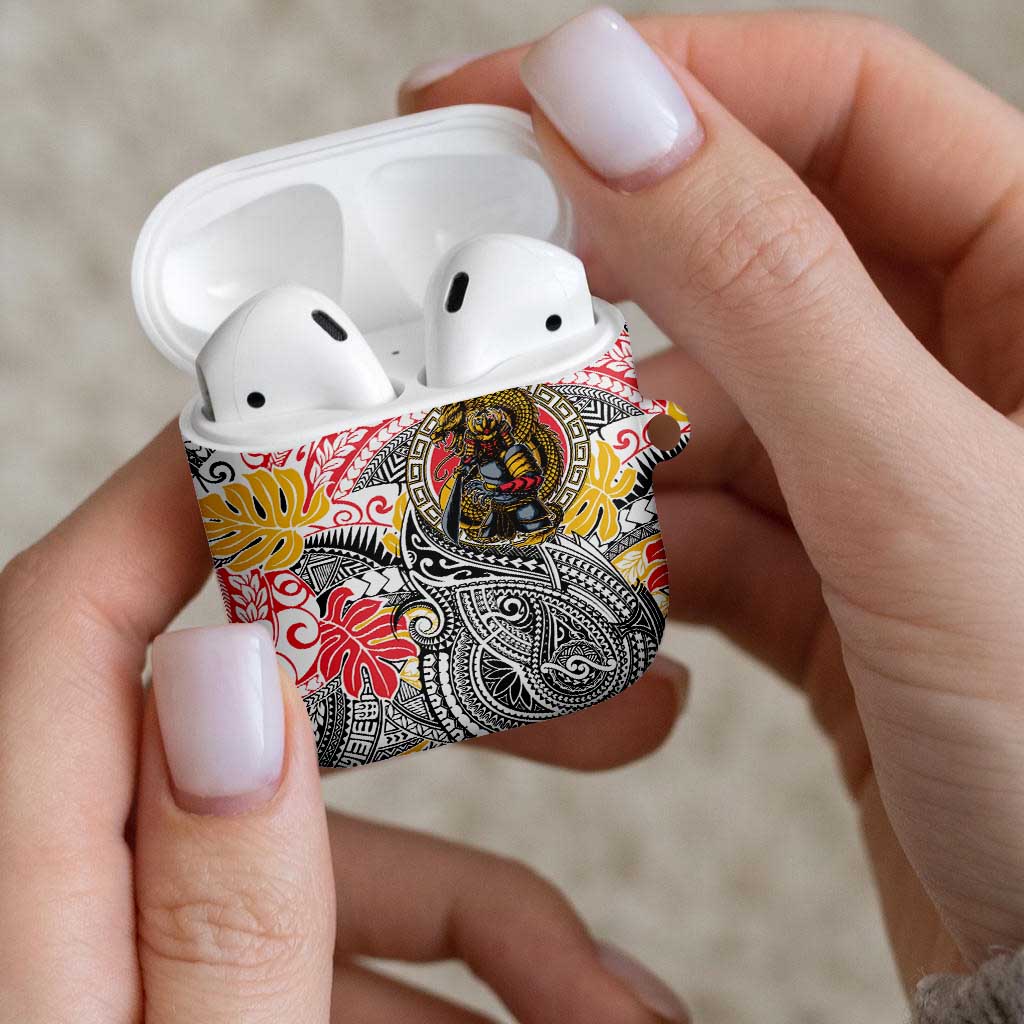 Japanese Samurai Warrior AirPods Case Colorful Polynesian Tattoo Style - Polynesian Pride