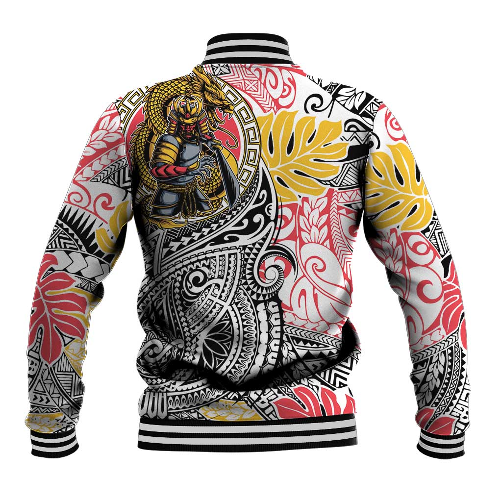 Japanese Samurai Warrior Baseball Jacket Colorful Polynesian Tattoo Style LT9 - Polynesian Pride