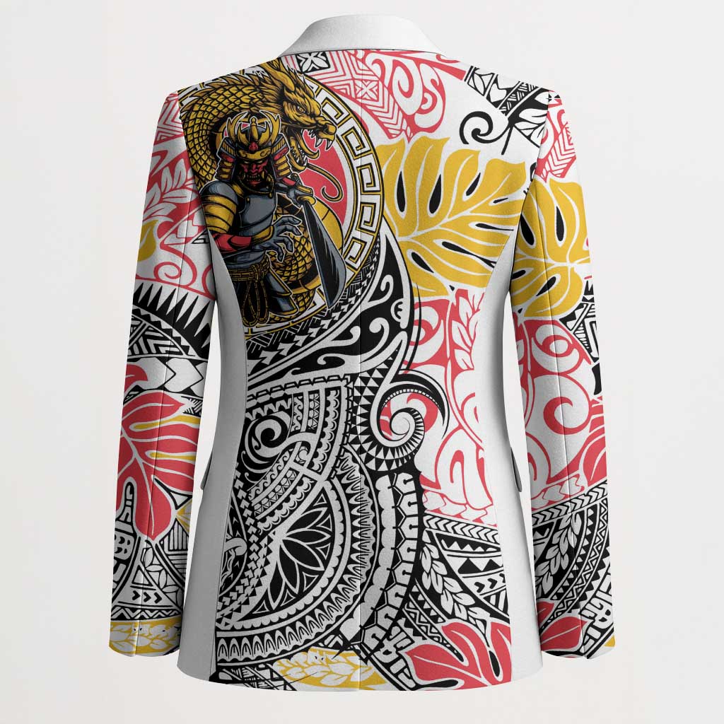 Japanese Samurai Warrior Blazer Colorful Polynesian Tattoo Style LT9 - Polynesian Pride