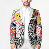 Japanese Samurai Warrior Blazer Colorful Polynesian Tattoo Style LT9 - Polynesian Pride