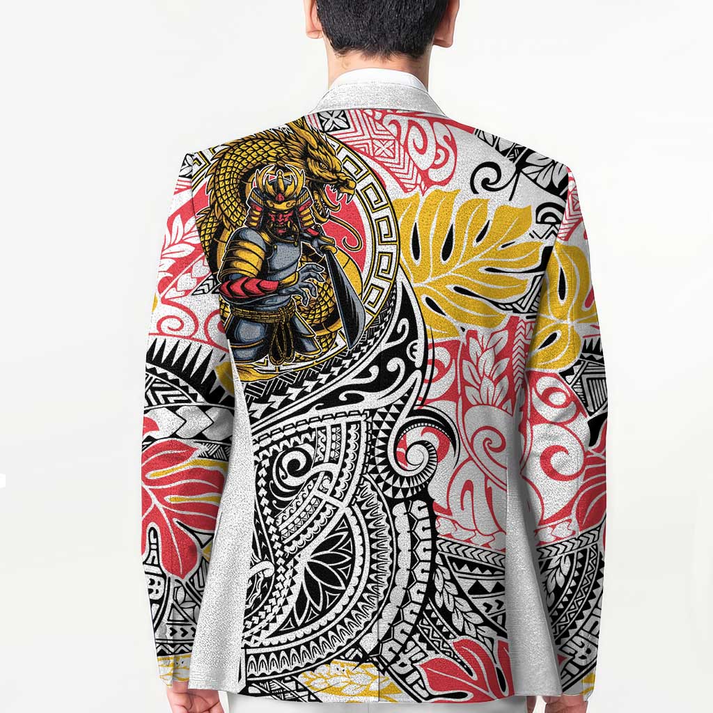 Japanese Samurai Warrior Blazer Colorful Polynesian Tattoo Style LT9 - Polynesian Pride