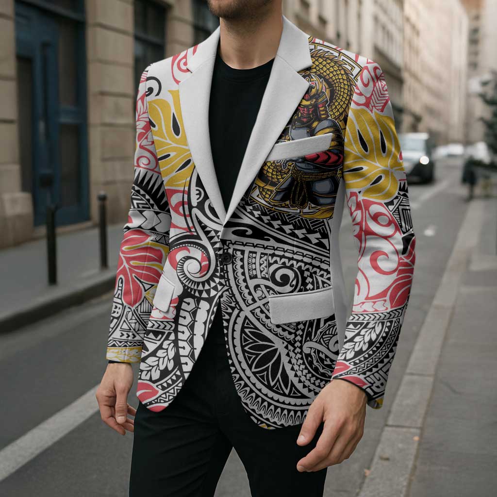 Japanese Samurai Warrior Blazer Colorful Polynesian Tattoo Style LT9 - Polynesian Pride