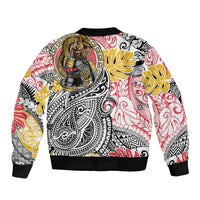 Japanese Samurai Warrior Bomber Jacket Colorful Polynesian Tattoo Style LT9 - Polynesian Pride