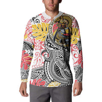 Japanese Samurai Warrior Button Sweatshirt Colorful Polynesian Tattoo Style
