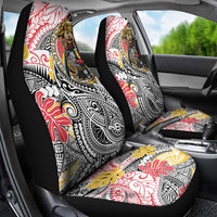 Japanese Samurai Warrior Car Seat Cover Colorful Polynesian Tattoo Style