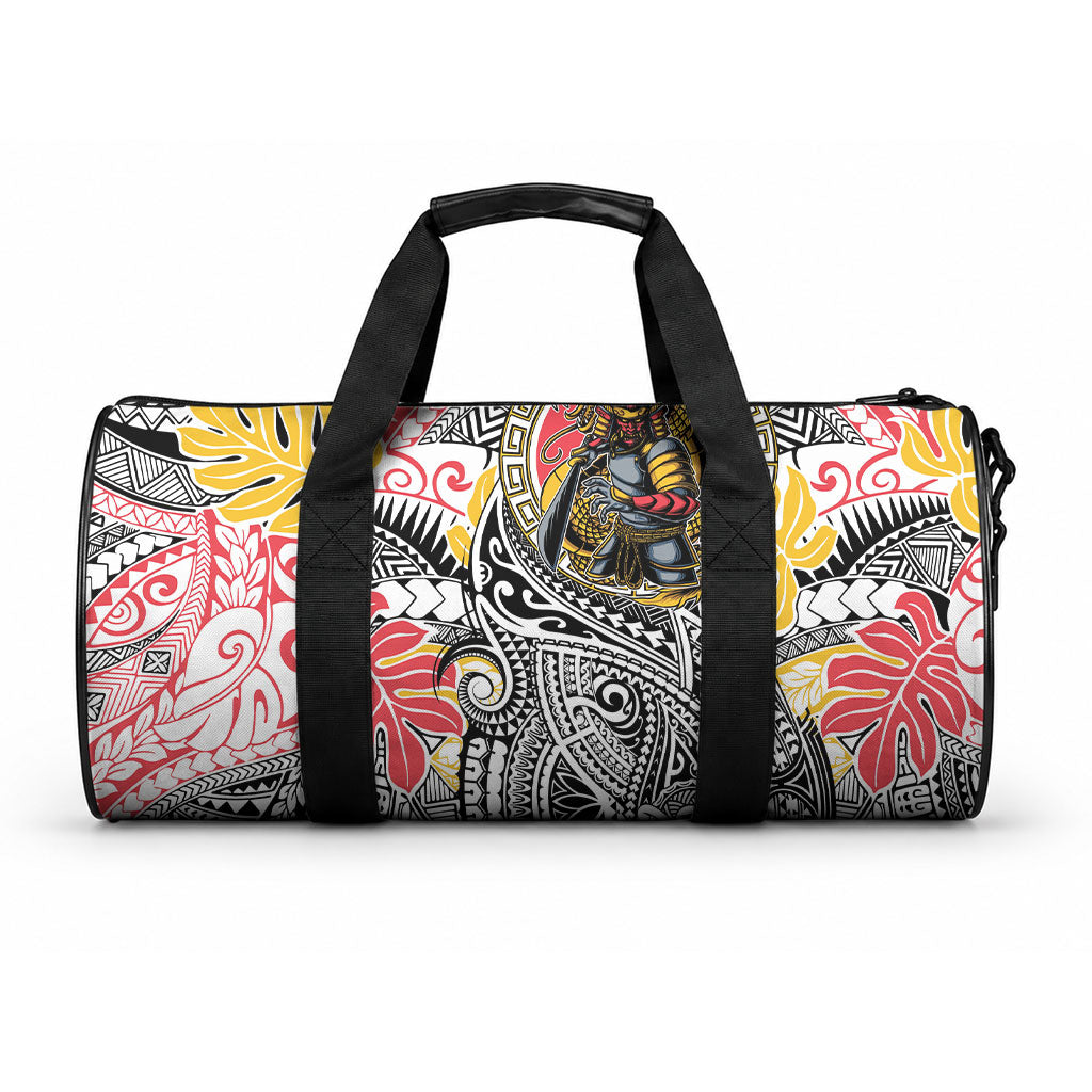 Japanese Samurai Warrior Duffle Bag Colorful Polynesian Tattoo Style LT9 One size White - Polynesian Pride
