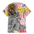 Japanese Samurai Warrior Family Matching Off The Shoulder Long Sleeve Dress and Hawaiian Shirt Colorful Polynesian Tattoo Style