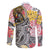 Japanese Samurai Warrior Family Matching Off The Shoulder Long Sleeve Dress and Hawaiian Shirt Colorful Polynesian Tattoo Style