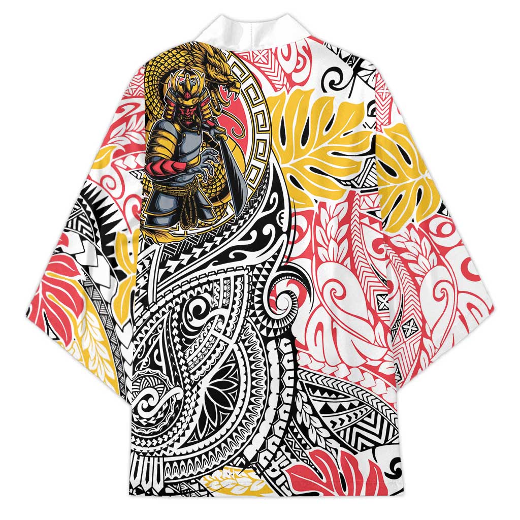 Japanese Samurai Warrior Kimono Colorful Polynesian Tattoo Style - Polynesian Pride