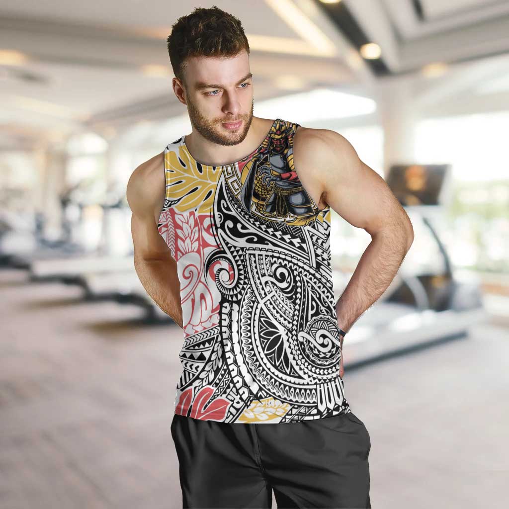 Japanese Samurai Warrior Men Tank Top Colorful Polynesian Tattoo Style