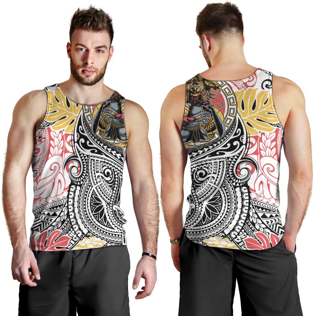 Japanese Samurai Warrior Men Tank Top Colorful Polynesian Tattoo Style