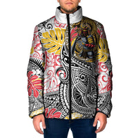 Japanese Samurai Warrior Padded Jacket Colorful Polynesian Tattoo Style LT9 Men White - Polynesian Pride
