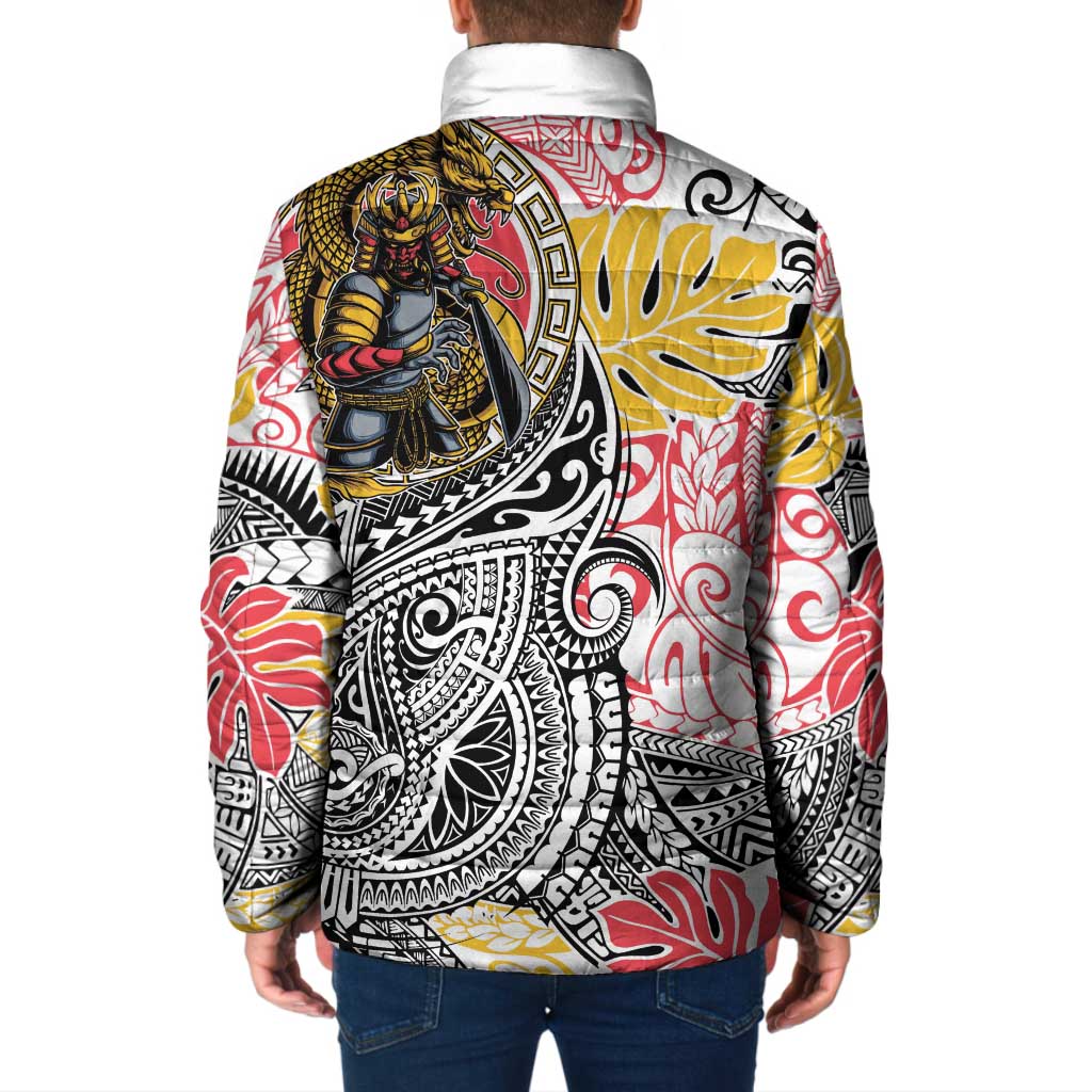 Japanese Samurai Warrior Padded Jacket Colorful Polynesian Tattoo Style LT9 - Polynesian Pride