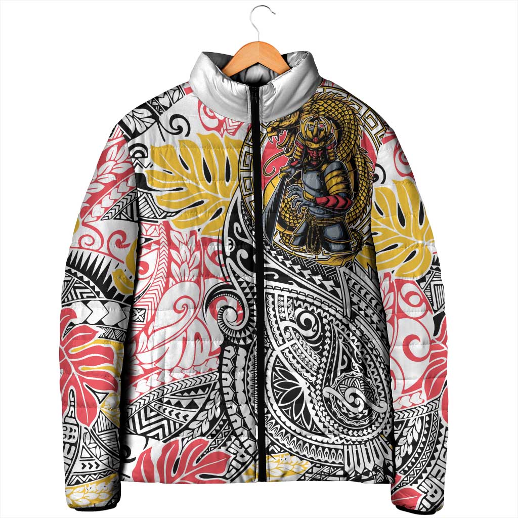 Japanese Samurai Warrior Padded Jacket Colorful Polynesian Tattoo Style LT9 - Polynesian Pride
