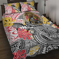 Japanese Samurai Warrior Quilt Bed Set Colorful Polynesian Tattoo Style