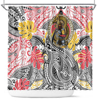 Japanese Samurai Warrior Shower Curtain Colorful Polynesian Tattoo Style