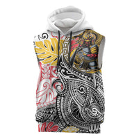 Japanese Samurai Warrior Sleeveless Hoodie Colorful Polynesian Tattoo Style LT9 White - Polynesian Pride