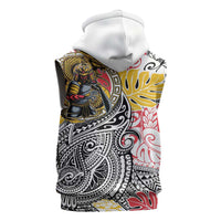 Japanese Samurai Warrior Sleeveless Hoodie Colorful Polynesian Tattoo Style LT9 - Polynesian Pride
