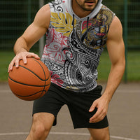 Japanese Samurai Warrior Sleeveless Hoodie Colorful Polynesian Tattoo Style LT9 - Polynesian Pride