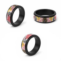 Japanese Samurai Warrior Spinner Ring Colorful Polynesian Tattoo Style - Polynesian Pride